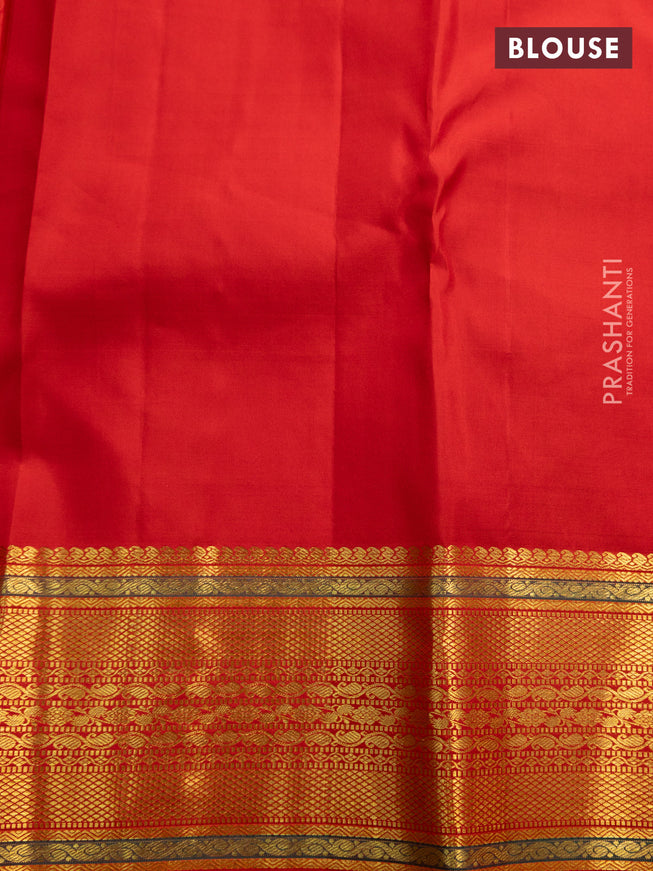 Pure kanchipuram silk saree red with allover zari checks & buttas and zari woven border