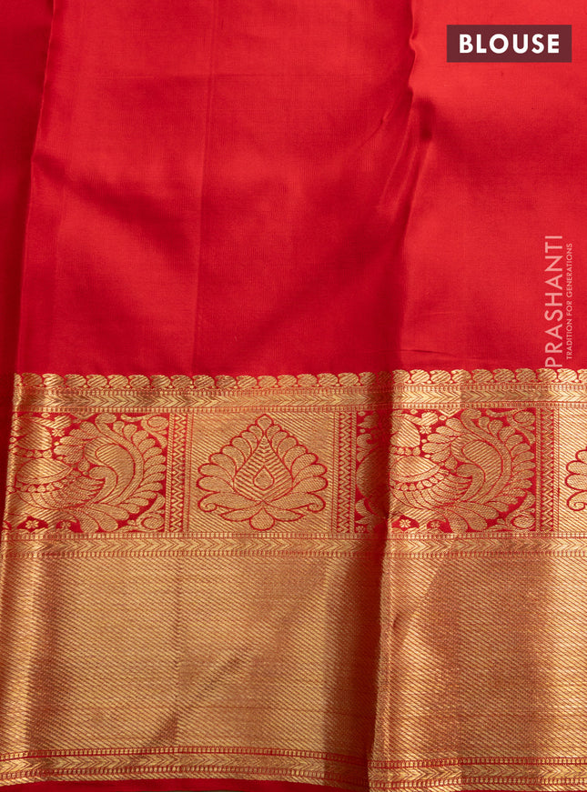 Pure kanchipuram silk saree red with allover zari woven brocade weaves and zari woven border