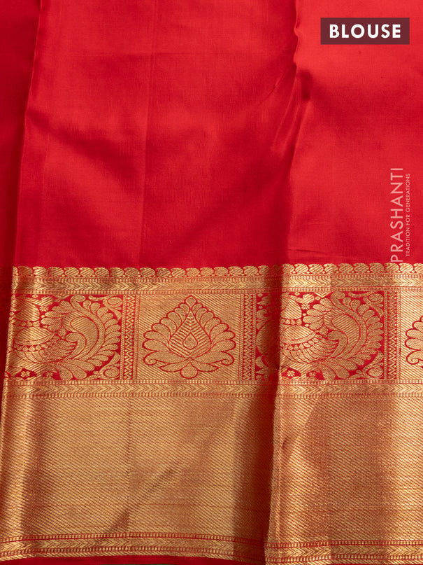 Pure kanchipuram silk saree red with allover zari woven brocade weaves and zari woven border