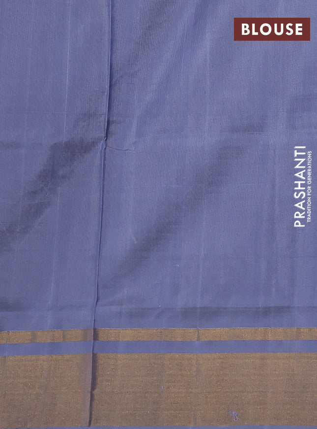 Pure uppada silk saree black and grey with silver & gold zari woven buttas and zari woven border