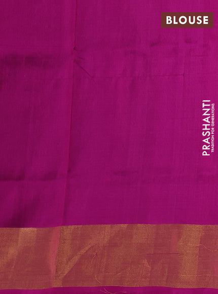 Pure uppada silk saree green and pink with allover zari weaves & buttas and zari woven border