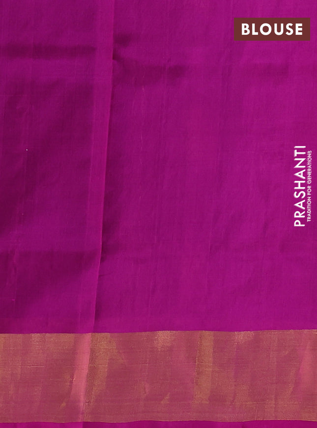 Pure uppada silk saree green and magenta pink with allover zari weaves & buttas and zari woven border