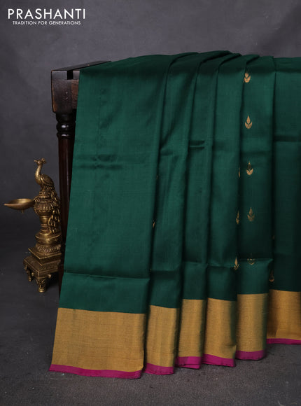 Pure uppada silk saree green and pink with allover zari woven buttas and zari woven border
