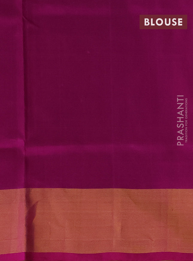 Pure uppada silk saree green and pink with allover zari woven buttas and zari woven border