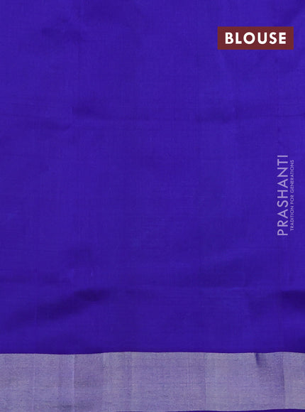 Pure uppada silk saree cs blue and blue with silver zari woven buttas and silver zari woven border