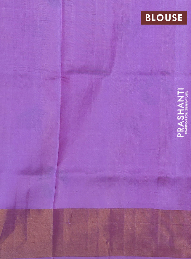 Pure uppada silk saree yellow and lavender with silver & gold zari woven buttas and jamdhani design pallu
