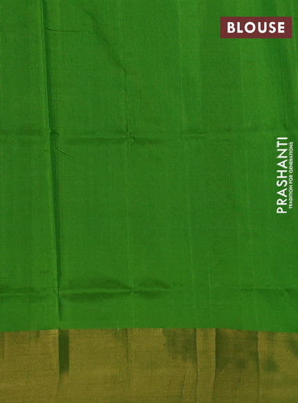 Pure uppada silk saree dark blue and green with silver & gold zari woven buttas and zari woven border