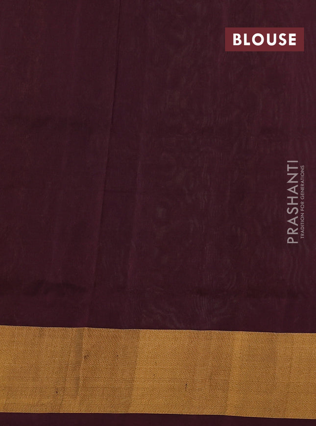 Pure uppada silk saree greyish green and deep maroon with silver & gold zari woven buttas and zari woven border