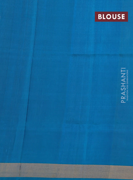 Pure uppada silk saree peach pink and cs blue with silver & gold zari woven buttas and rich zari border