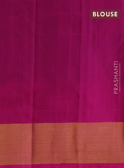 Pure uppada silk saree grey shade and pink with allover silver & gold zari weaves and zari woven border
