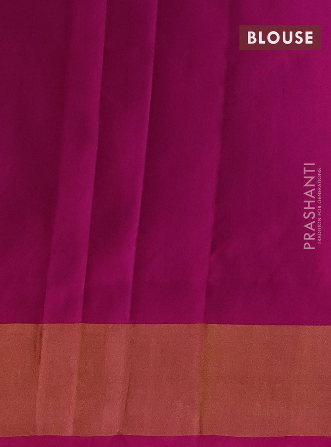 Pure uppada silk saree bluish grey and pink with silver & gold zari woven buttas and zari woven border