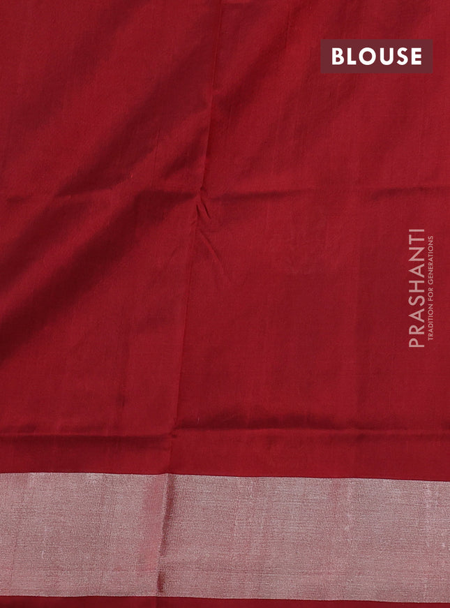 Pure uppada silk saree navy blue and maroon with silver & gold zari woven buttas and silver zari woven border