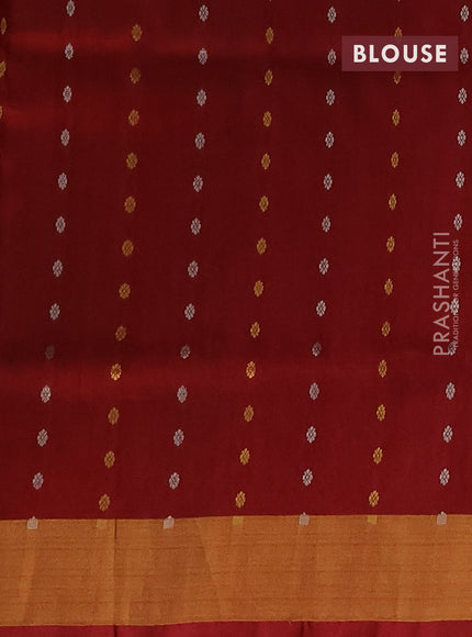 Pure uppada silk saree pink shade and maroon with allover silver & gold zari woven butta weaves and zari woven border