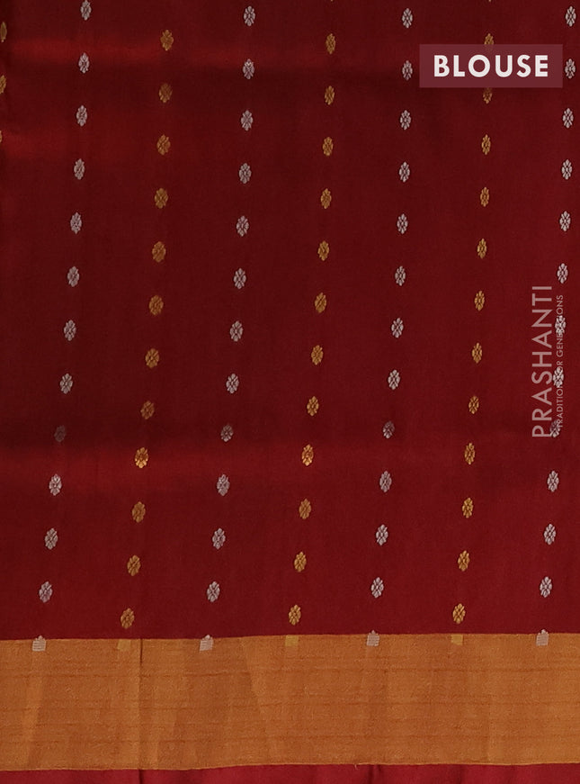 Pure uppada silk saree pink shade and maroon with allover silver & gold zari woven butta weaves and zari woven border