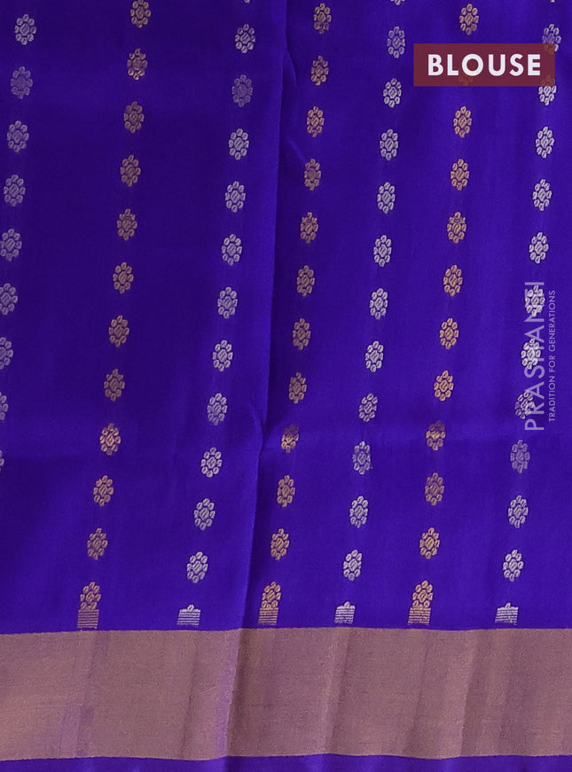 Pure uppada silk saree purple and blue with allover silver & gold zari woven butta weaves and zari woven border