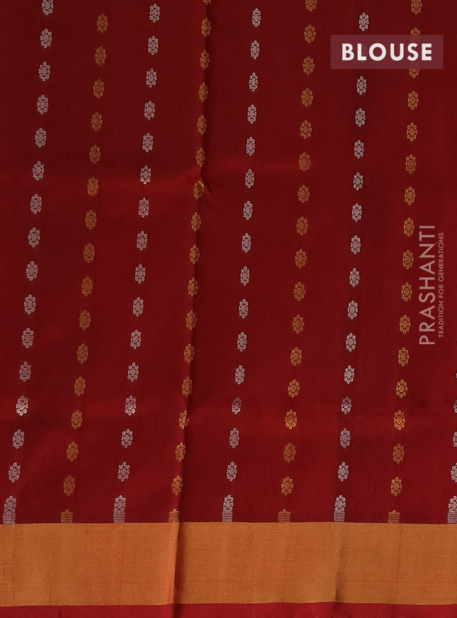 Pure uppada silk saree pink shade and maroon with allover silver & gold zari woven butta weaves and zari woven border