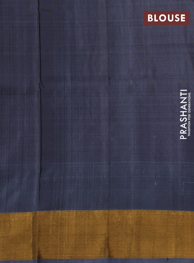 Pure uppada silk saree dark magenta pink and pastel grey with allover silver & gold zari weaves and zari woven border