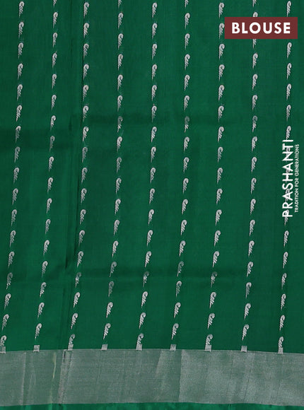 Pure uppada silk saree pastel grey and green with allover silver zari woven butta weaves and silver zari woven border