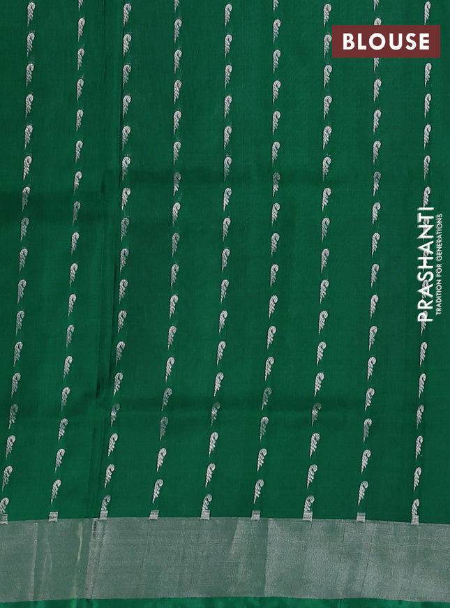 Pure uppada silk saree pastel grey and green with allover silver zari woven butta weaves and silver zari woven border