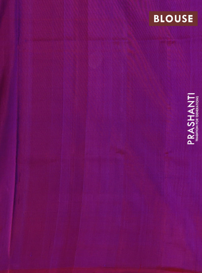 Pure uppada silk saree violet and maroon with silver & gold zari woven coin buttas and simple border