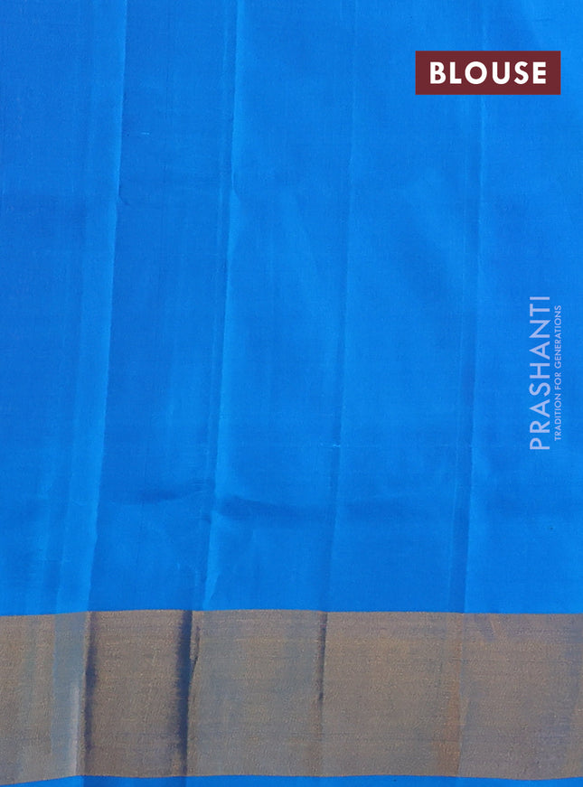 Pure uppada silk saree light pink and cs blue with silver & gold zari woven buttas and zari woven border