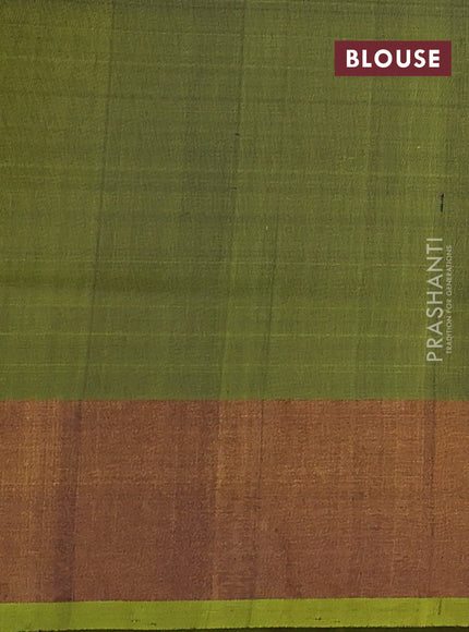 Pure uppada silk saree blue and mehendi green with silver & gold zari woven buttas and zari woven border