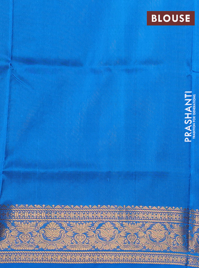 Pure uppada silk saree mustard yellow and cs blue with silver & gold zari woven buttas and zari woven border