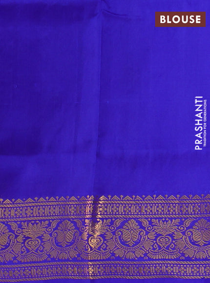 Pure uppada silk saree dual shade of bluish green and blue with silver & gold zari woven buttas and zari woven border