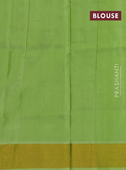 Pure uppada silk saree light green with silver & gold zari woven buttas and zari woven border