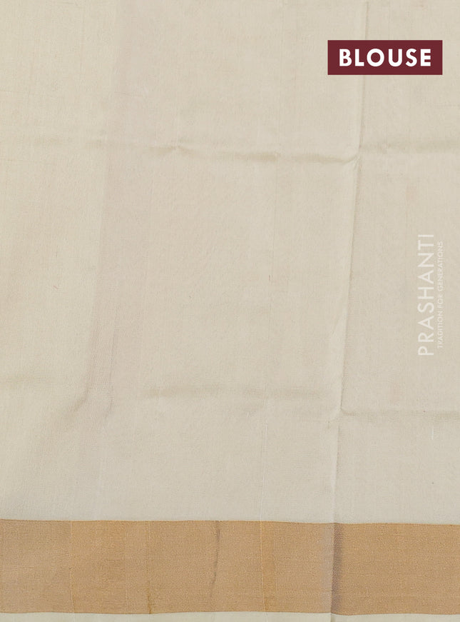 Pure uppada silk saree cream with silver & gold zari woven buttas and zari woven border