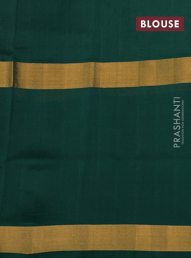 Pure uppada silk saree sap green and dark green with zari woven buttas and long zari woven butta border