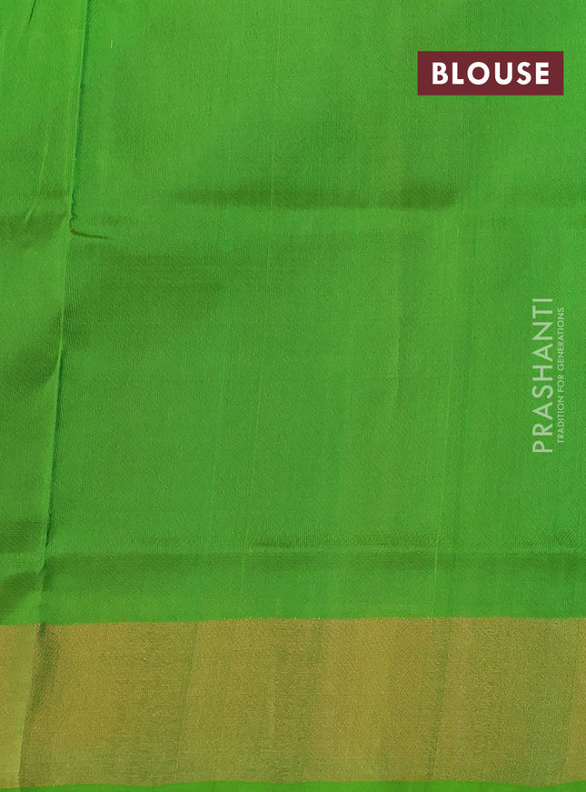 Pure uppada silk saree purple and light green with silver & gold zari woven buttas and zari woven border