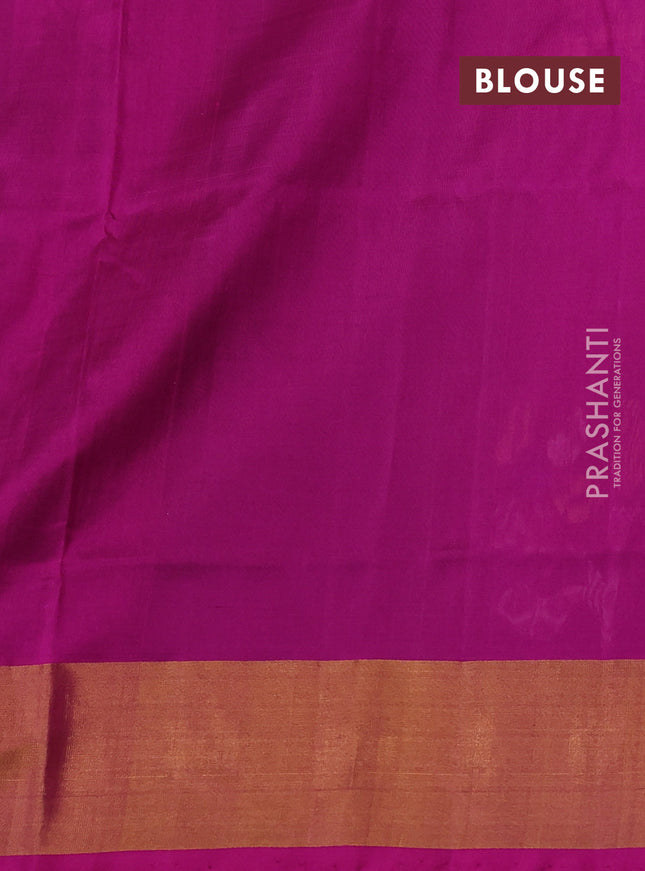 Pure uppada silk saree green and pink with zari woven jamdhani buttas and zari woven border