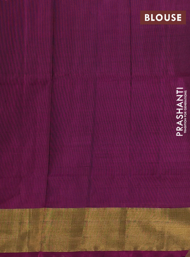 Pure uppada silk saree grey and purple with silver & gold zari woven buttas and long zari woven butta border