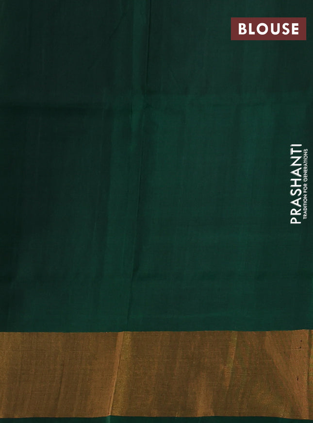 Pure uppada silk saree grey and green with silver & gold zari woven buttas and long zari woven butta border