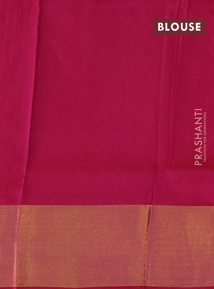 Pure uppada silk saree dual shade of pinkish orange and pink with silver & gold zari woven buttas and zari woven butta border