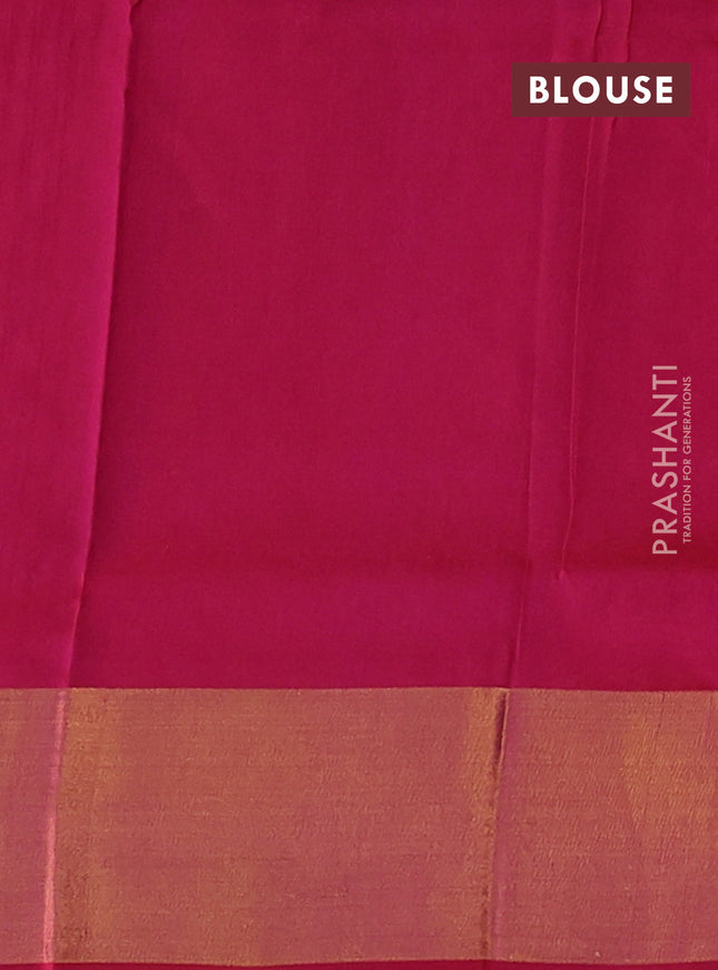 Pure uppada silk saree dual shade of pinkish orange and pink with silver & gold zari woven buttas and zari woven butta border