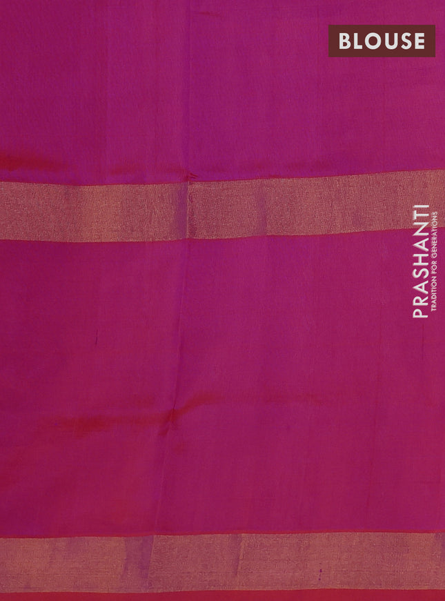 Pure uppada silk saree pink and dual shade of pinkish orange with zari woven buttas and long zari woven butta border