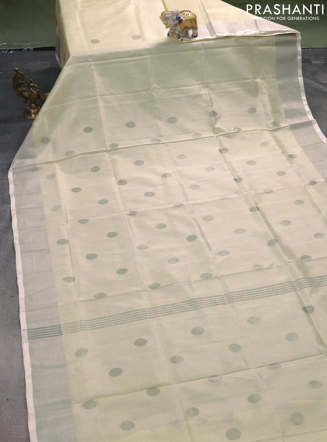 Pure uppada silk saree cream with silver zari woven buttas and silver zari woven border