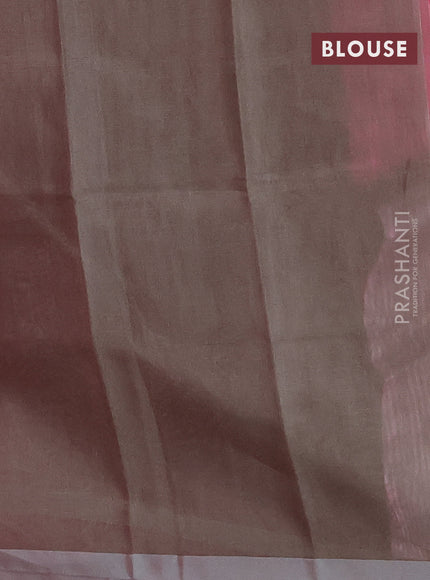 Pure uppada silk saree peach pink with silver & gold zari woven buttas and silver zari woven border