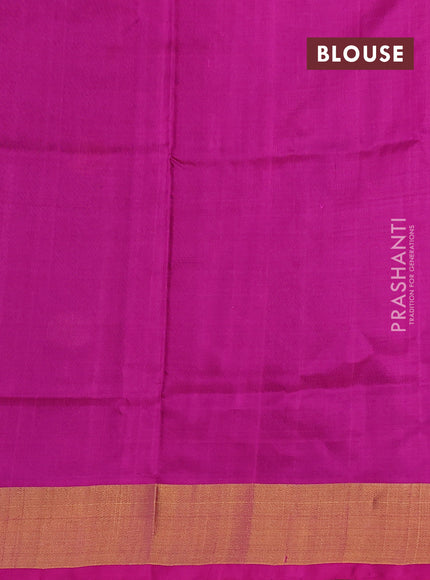 Pure uppada silk saree black and magenta pink with silver & gold zari woven coin buttas and zari woven border