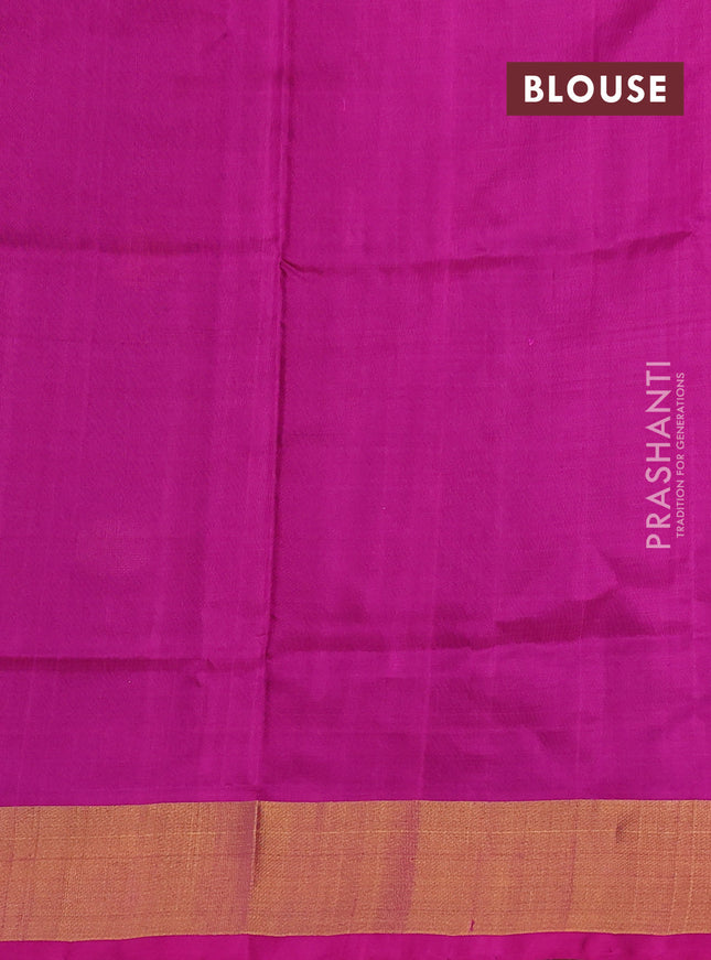 Pure uppada silk saree black and magenta pink with silver & gold zari woven coin buttas and zari woven border