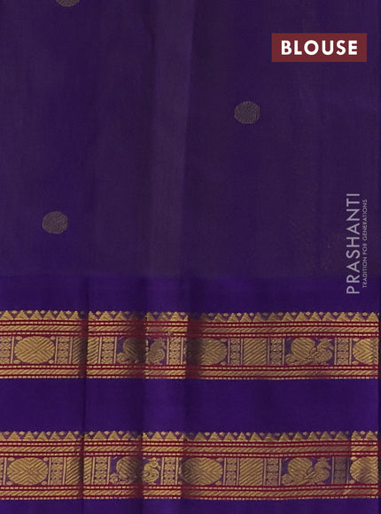 Silk cotton saree lime green and violet with rudhraksha zari woven buttas and rettapet zari woven korvai border
