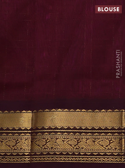 Silk cotton saree pink yellow and wine shade with allover zari checks & buttas and zari woven korvai border