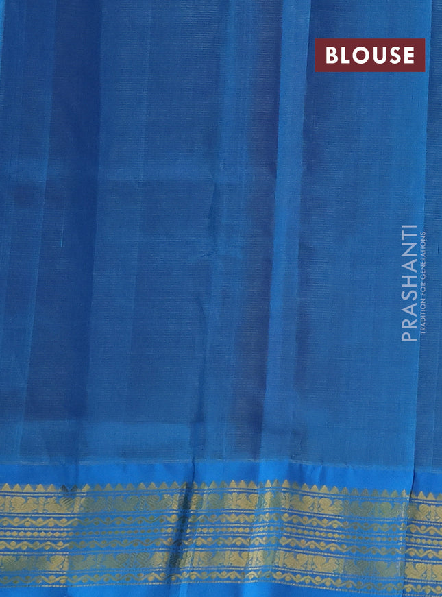 Silk cotton saree purple and cs blue with allover vairosi pattern and zari woven korvai border
