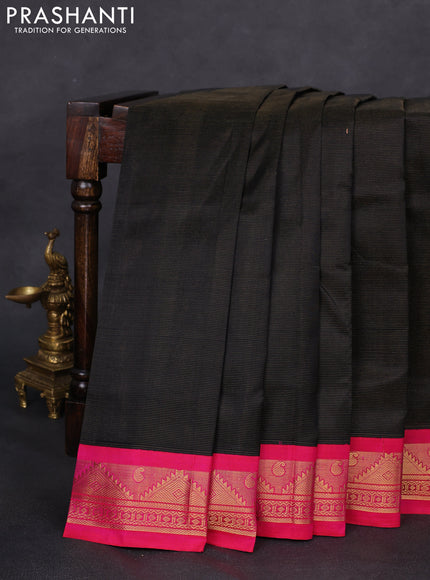 Silk cotton saree black and pink with allover vairosi pattern and zari woven korvai border