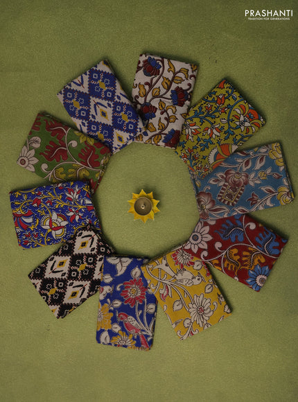 Kalamkari cotton blouse bits multi colour with pack of 10