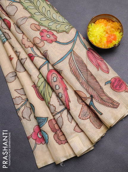 Kota saree cream with kalamkari applique work