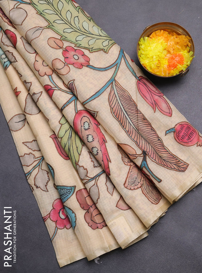 Kota saree cream with kalamkari applique work