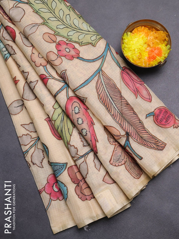 Kota saree cream with kalamkari applique work